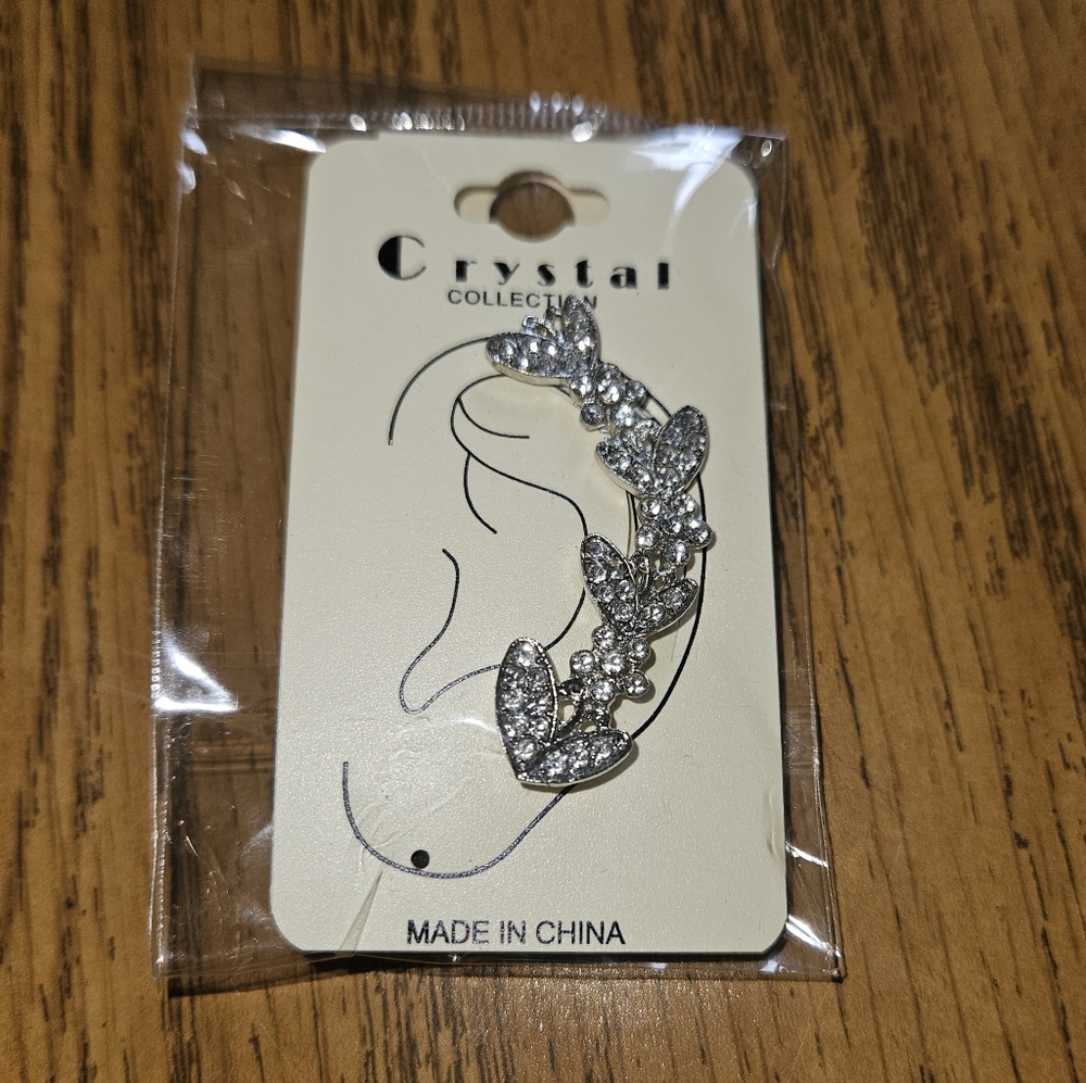 Silver Rhinestone Leaf Ear Cuff BNIB - Picture 3 of 4